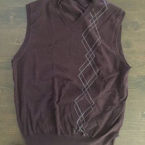 Izod Men's Purple Argyle Sweater Vest Cotton
